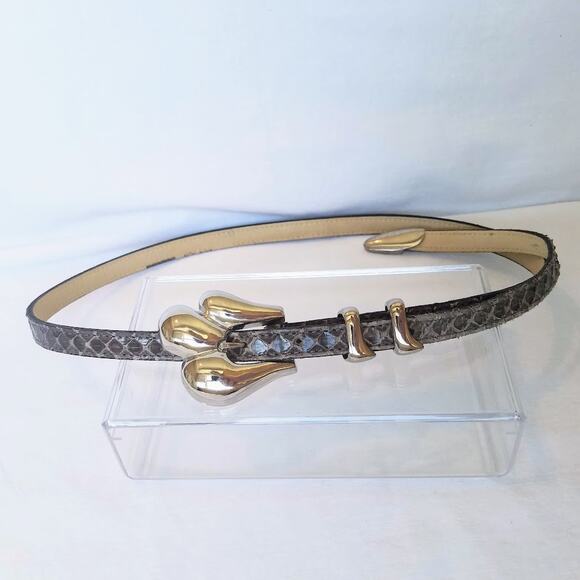 vintage MZ of NY snakeskin skinny belt size M gray - Picture 1 of 8